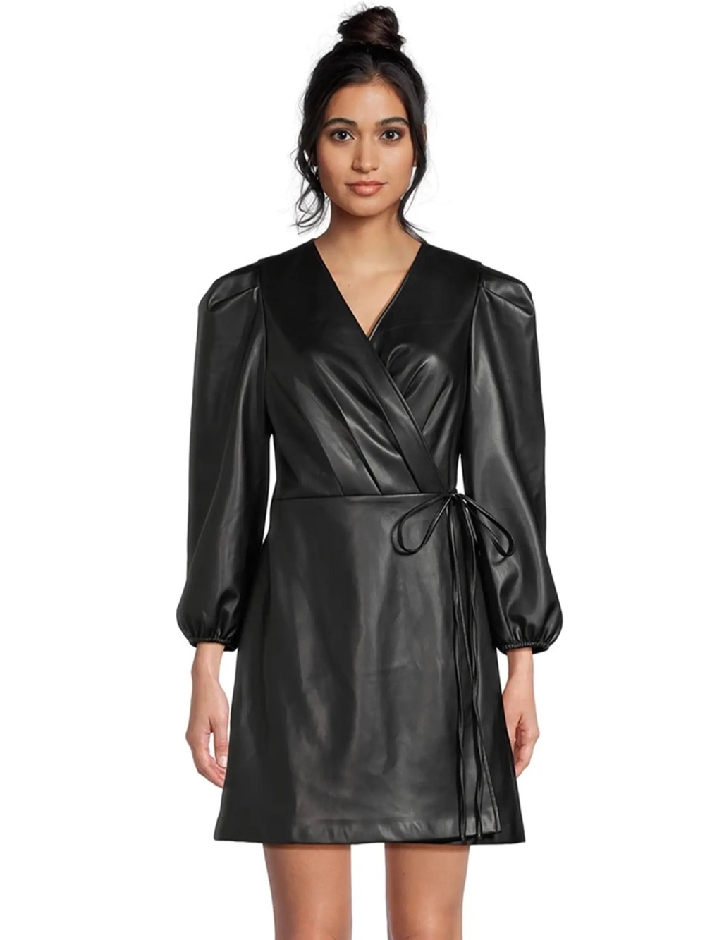 NWT BCBG Faux Leather Wrap Dress sz M